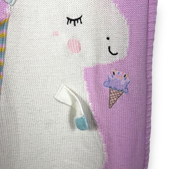 Handmade Unicorn 3D Knit Daycare School Naptime Blanket, Pink, Size 48x25 inches - Picture 3 of 10